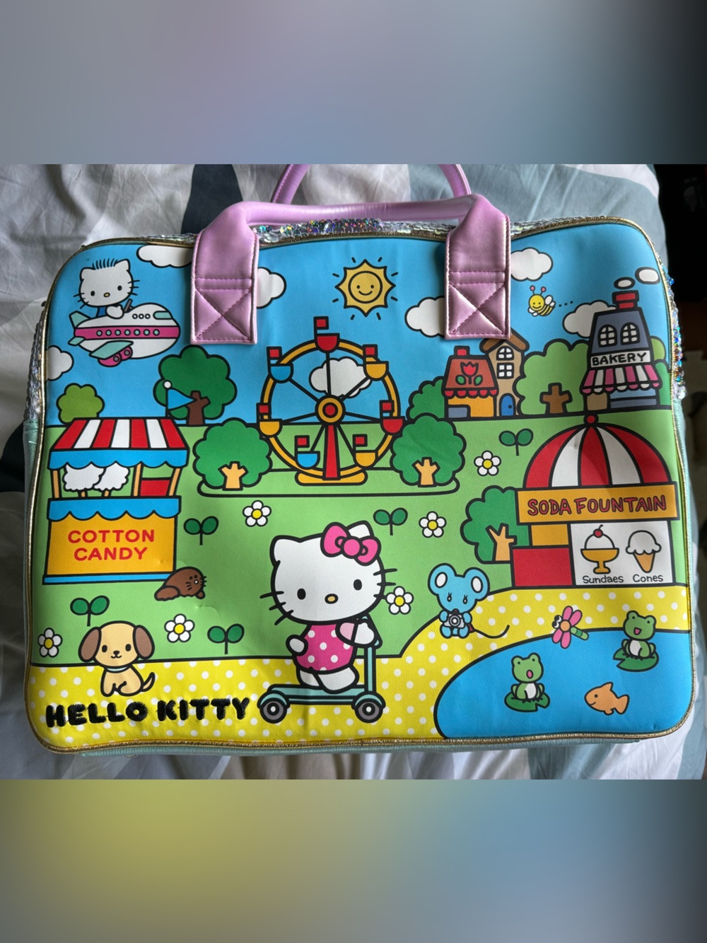 Irregular Choice Flip Sparkle Hello Kitty My Melody 2 side Friendship Travel Bag - Picture 4 of 17